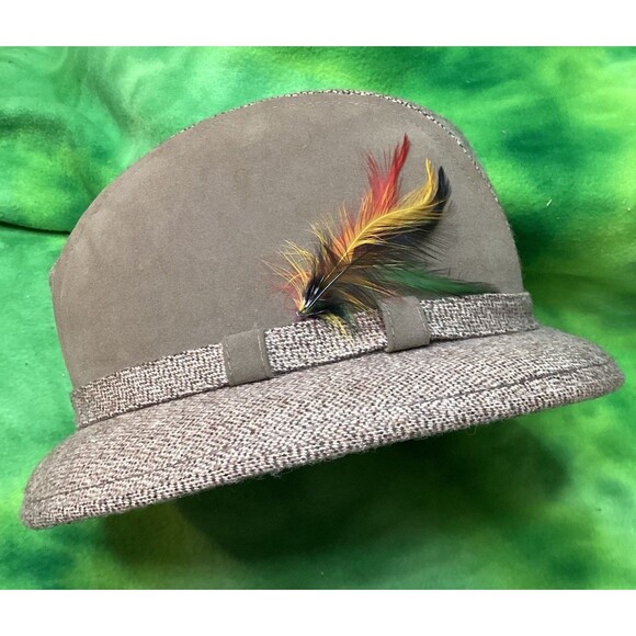Union Made Men’s Fedora Hat Cap W Feather Size Medium 7 To 7 1/8 Very Good Shape - Picture 1 of 13